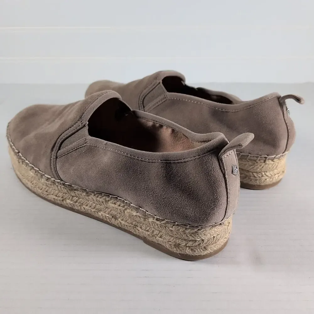 Sam Edelman Carrin Espadrille Shoes Womens 9 Taupe Putty Suede Slip On Platform